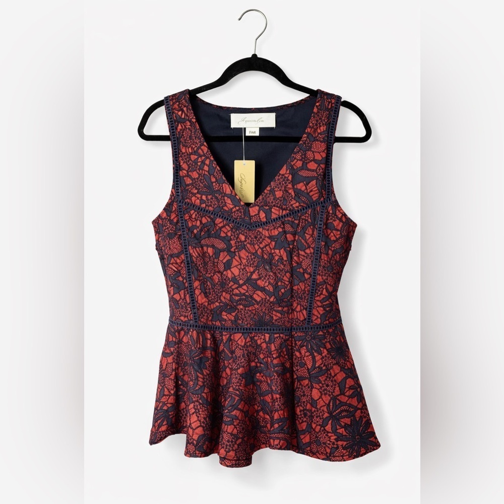 Sugarlips Floral Lace Peplum Top Sleeveless Size M NWT